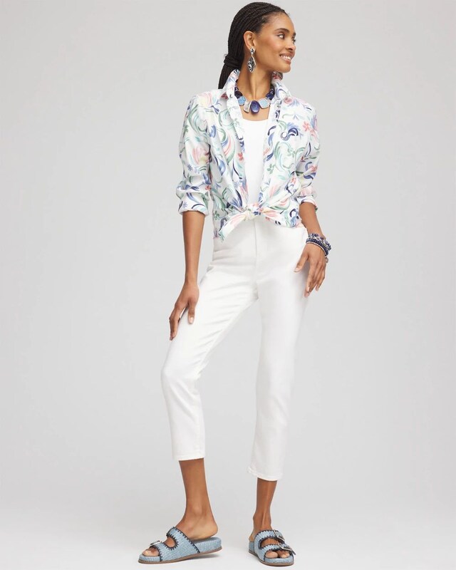 No Iron Floral Stretch Sateen Shirt - image 2